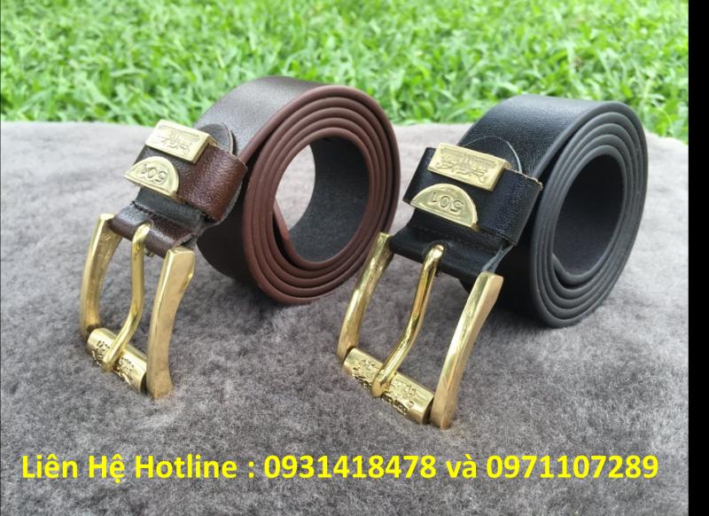 Dây thắt lưng cao cấp,đầu đồng thật nguyên khối