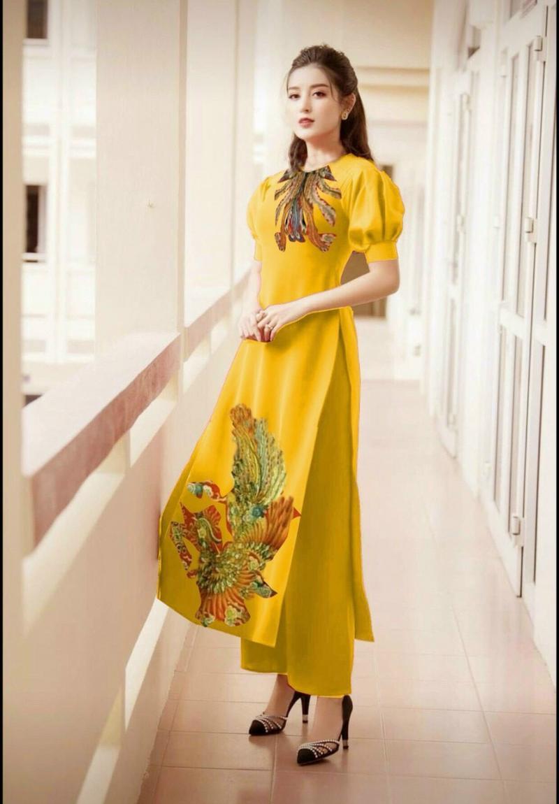 Áo dài việt nam đẹp họa tiết duyên dáng, rộng rãi, mẫu mới tại Tphcm, Cần Thơ, Long An