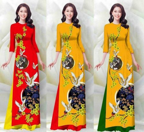 áo dài Tết 2021 thời trang cực kỳ xinh xắn. Áo dài trung niên tết 2021