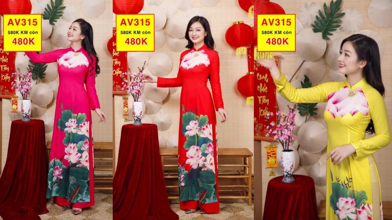 Áo dài cổ chữ v, u - 3 Tuyệt Phẩm Áo dài truyền thống thời trang, sang trọng, quyến rủ 2020