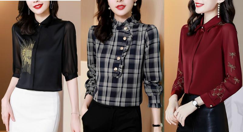 Áo sơ mi nữ dễ thương tay lỡ đẹp nhất hiện nay 2021 cao cấp quảng châu