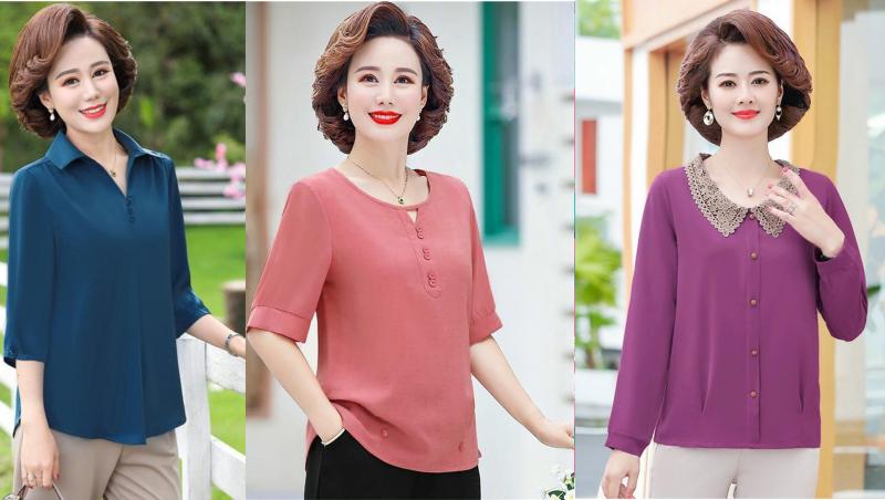 Áo Sơ Mi nữ tuổi trung niên cao cấp sang trọng mới nhất 2021