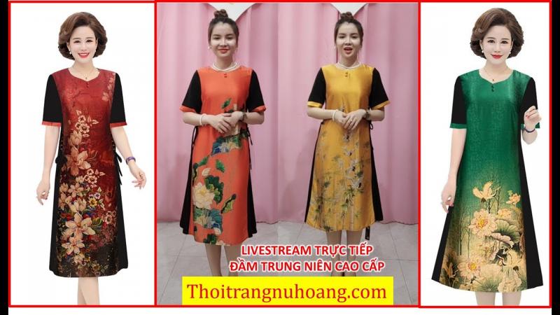 Đầm trung niên sang trọng 45-75kg | Đầm trung niên U40 U50 U60 dáng suông cho người mập