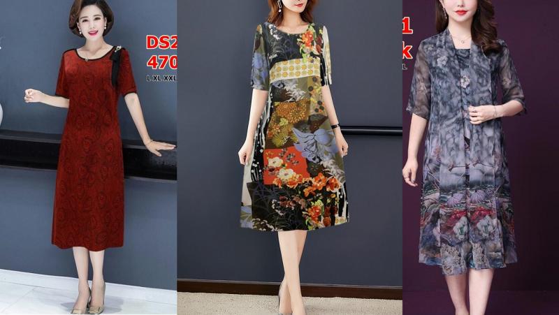Đầm trung niên dành cho người mập cao cấp 2020 mới nhất dự tiệc đẹp sang trọng u40, u50, u60 tphcm