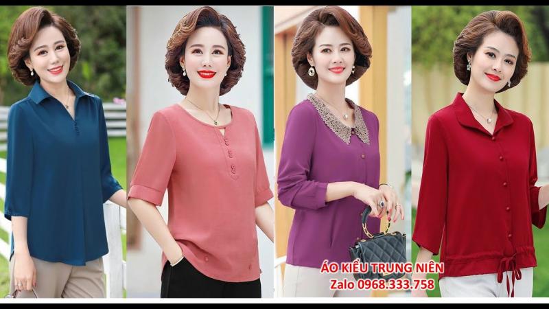 Những mẫu ÁO KIỂU TRUNG NIÊN ĐẸP NHẤT, áo kiểu trung niên U40 U50 mặc đẹp
