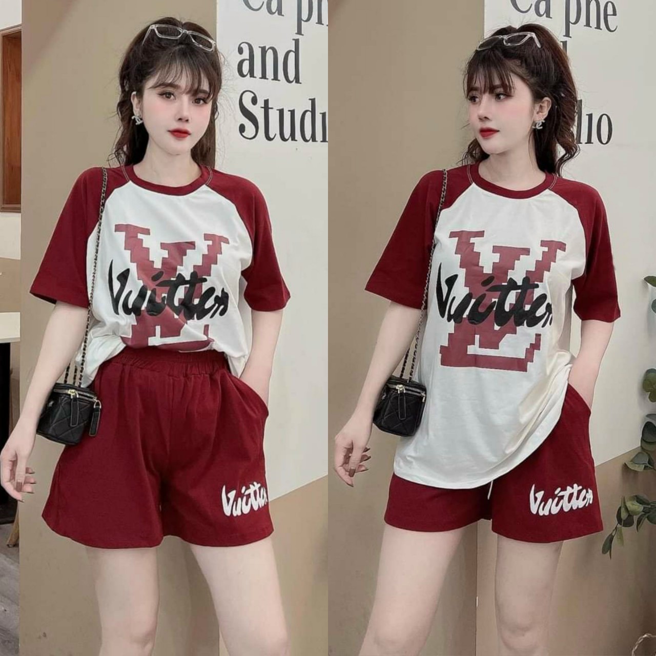 SET BỘ THỜI TRANG FOM RỘNG PHỐI MÀU LV THÊU CAO CẤP-BTN013