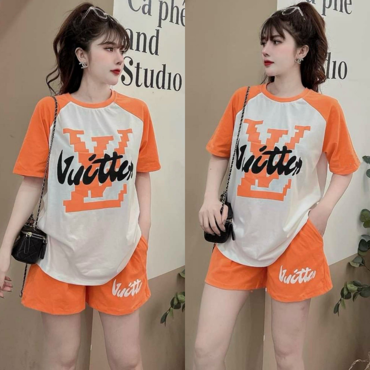 SET BỘ THỜI TRANG FOM RỘNG PHỐI MÀU LV THÊU CAO CẤP-BTN013