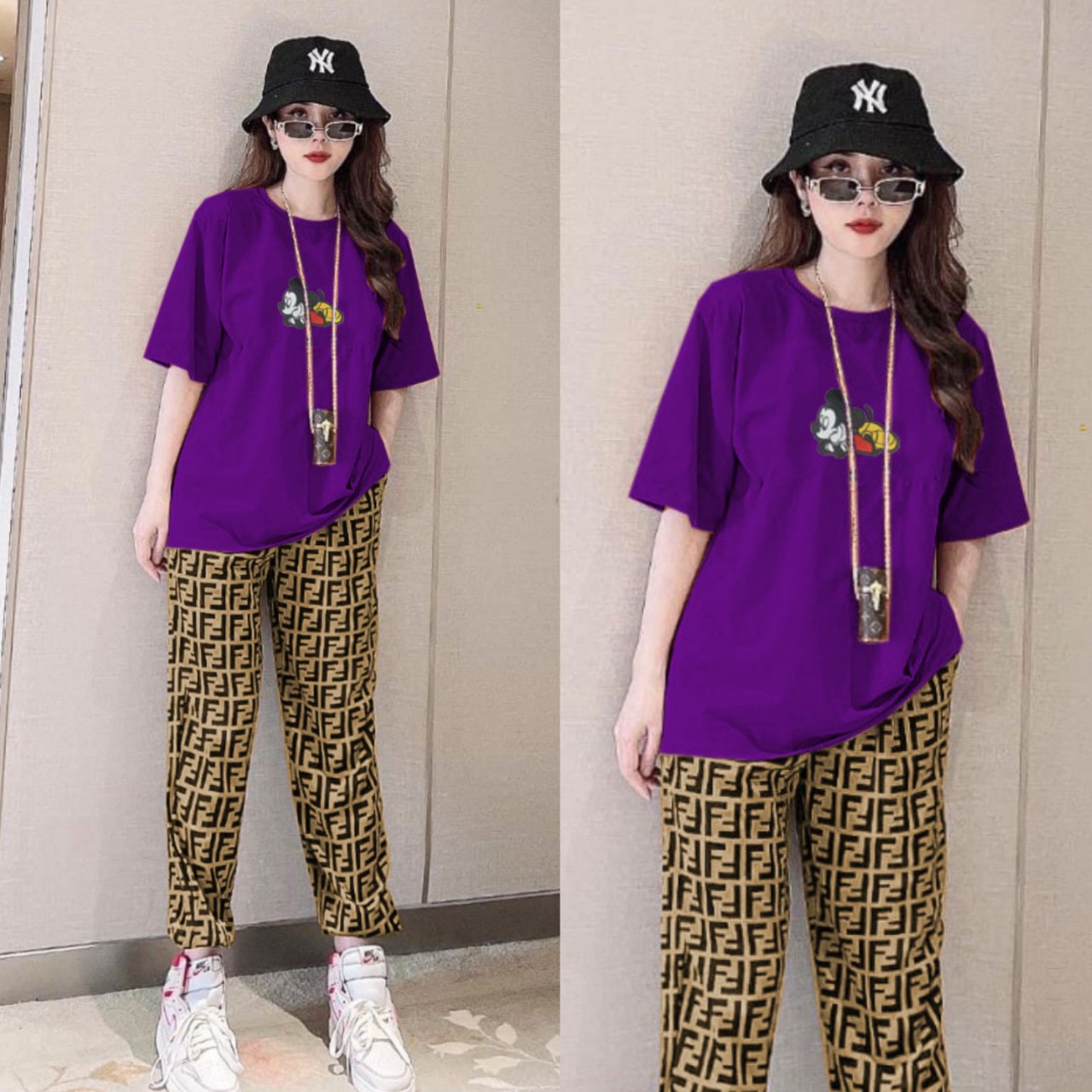 BỘ DÀI THIẾT KẾ FROM RỘNG LOGO MICKEY THÊU CAO CẤP