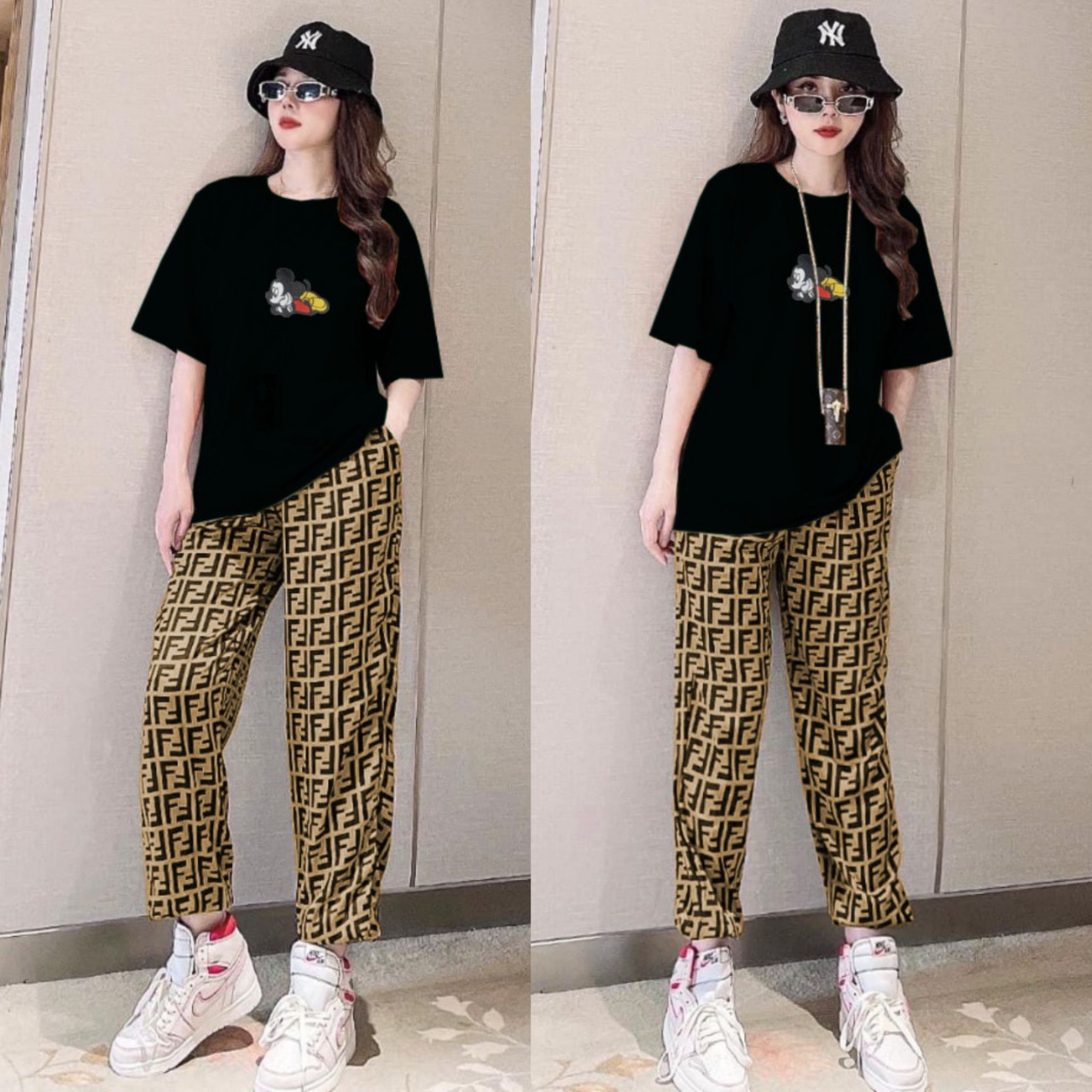 BỘ DÀI THIẾT KẾ FROM RỘNG LOGO MICKEY THÊU CAO CẤP