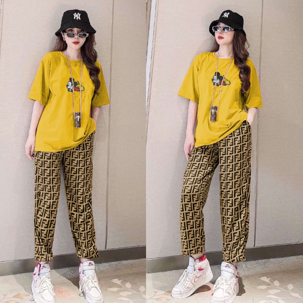 BỘ DÀI THIẾT KẾ FROM RỘNG LOGO MICKEY THÊU CAO CẤP