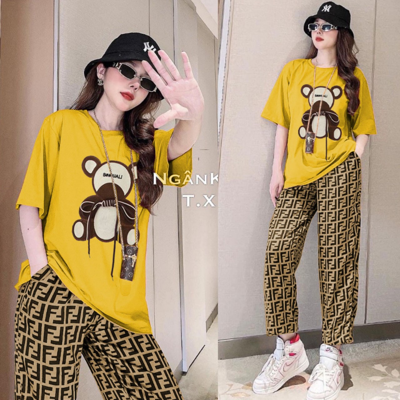 BỘ DÀI FROM RỘNG LOGO GẤU THÊU SIÊU ĐẸP