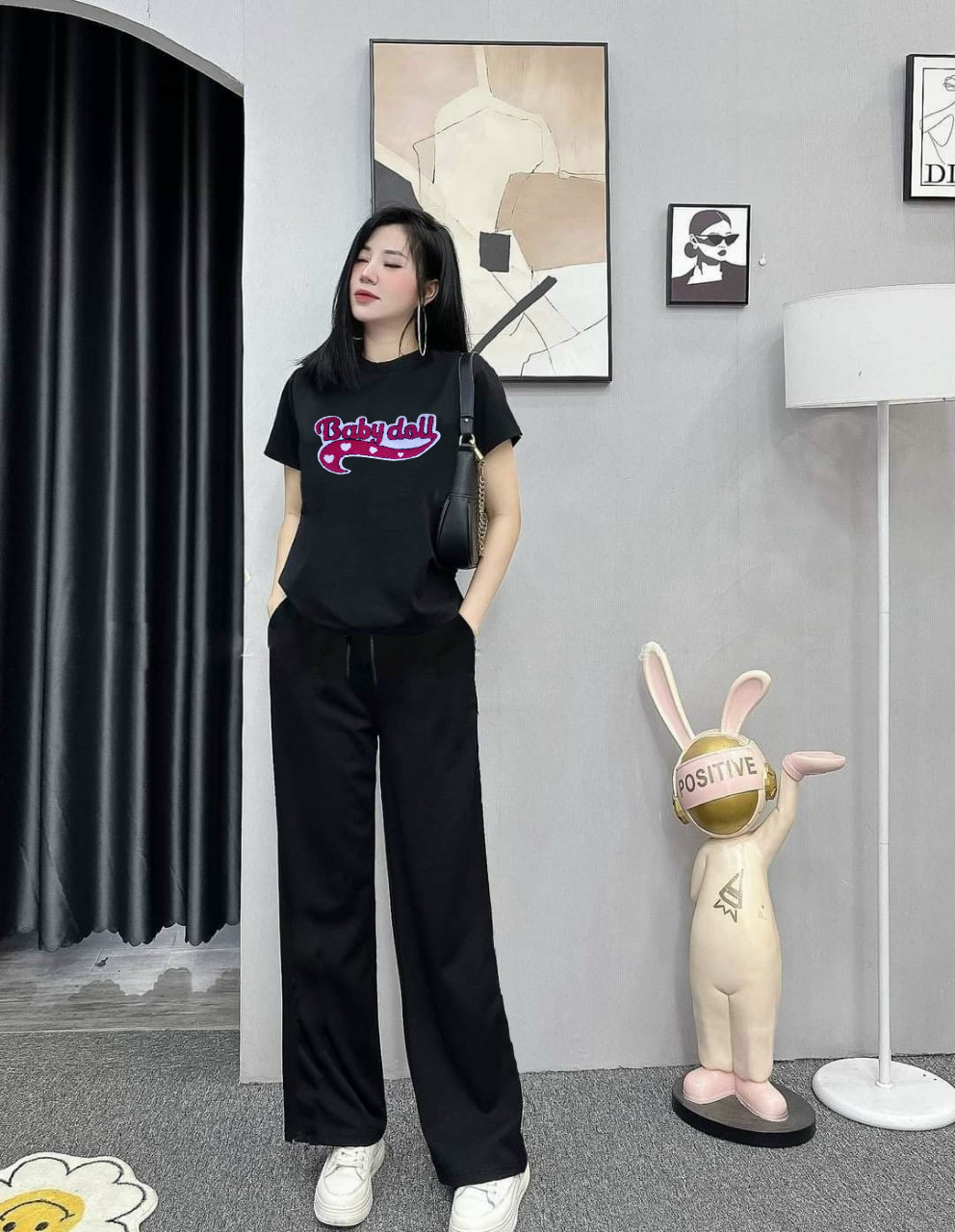 BỘ DÀI FROM RỘNG ỐNG SUÔNG LOGO BABY DOLL THÊU SIÊU ĐẸP SIÊU SANG