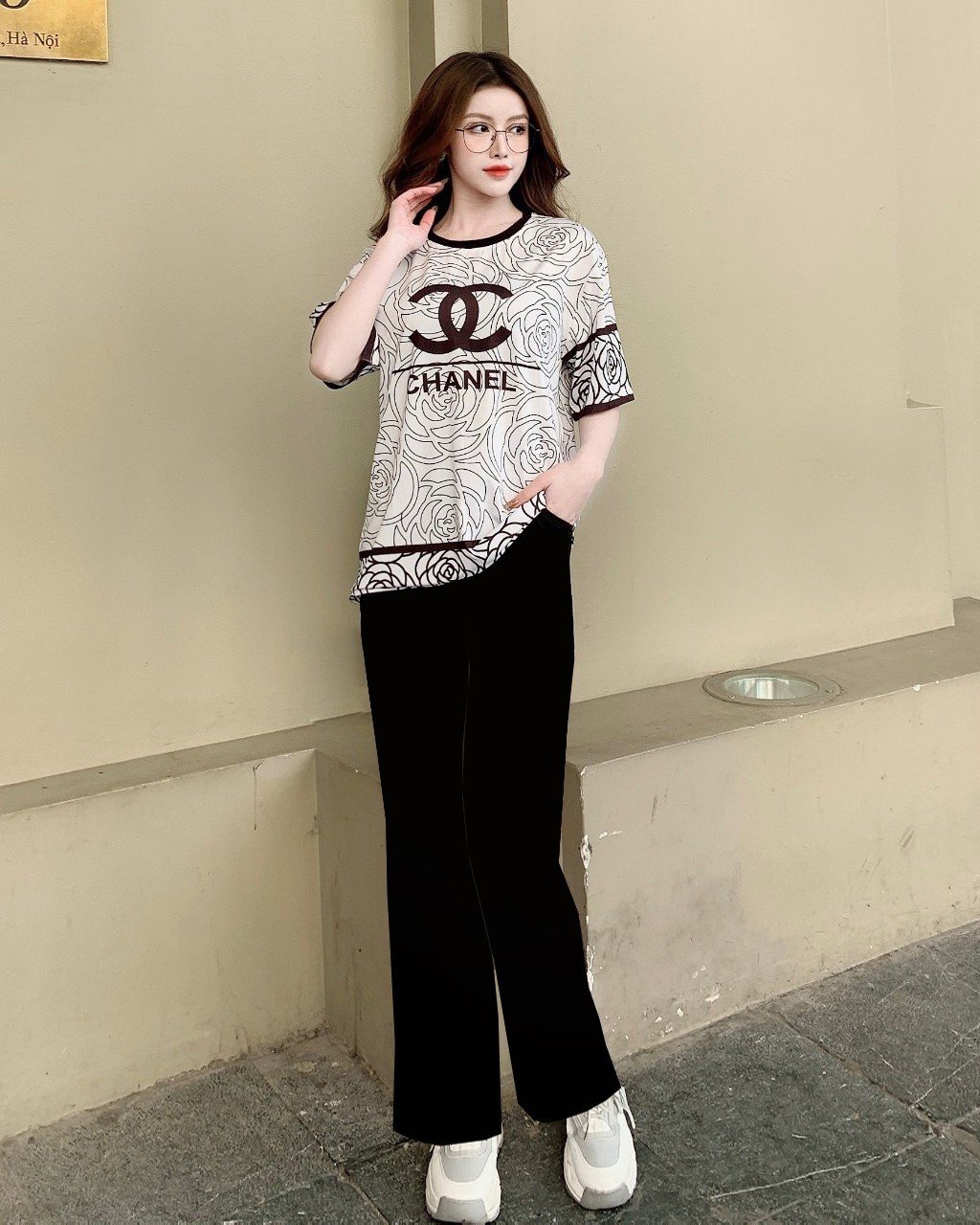 BỘ DÀI FROM RỘNG PHỐI HỌA TIẾT CHANEL CỰC XỊN