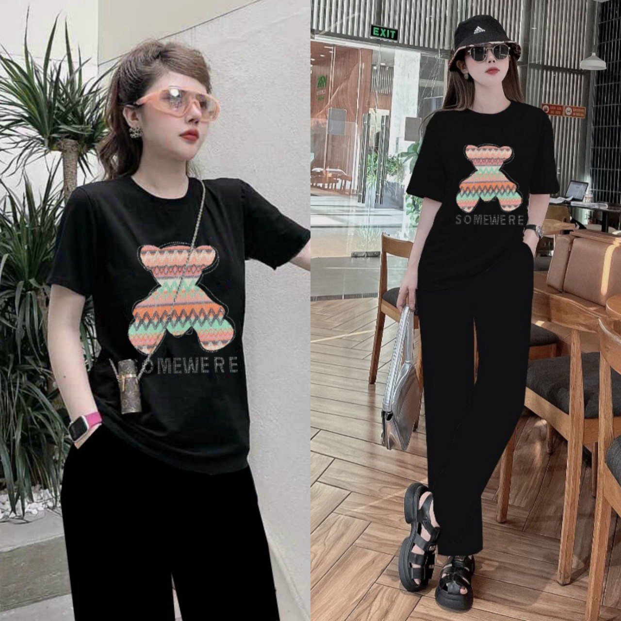 BỘ DÀI THIẾ KẾ FROM RỘNG LOGO ĐÍNH ĐÁ GẤU THÊU THỔ CẨM CAO CẤP