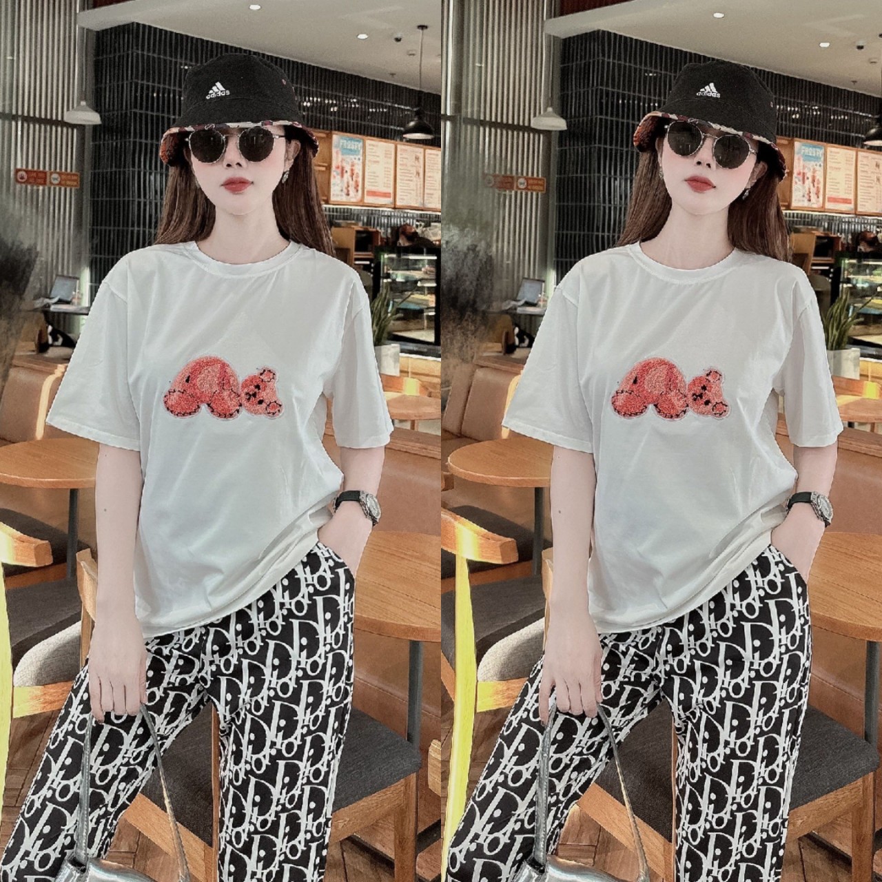 BỘ DÀI FROM RỘNG ỐNG SUÔNG PHỐI HỌA TIẾT LOGO THÊU CAO CẤP