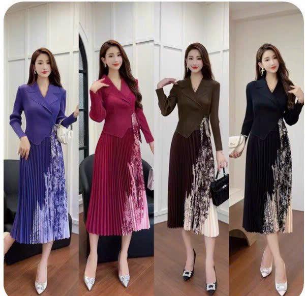 ĐẦM DẬP LY CỔ VEST CHÂN HOA D144