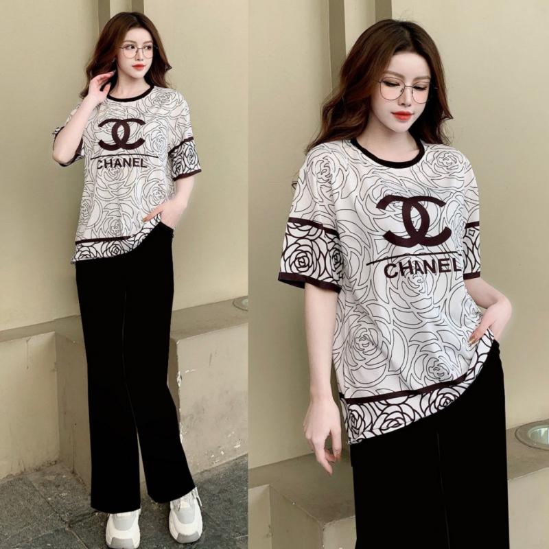 BỘ DÀI FROM RỘNG PHỐI HỌA TIẾT CHANEL CỰC XỊN